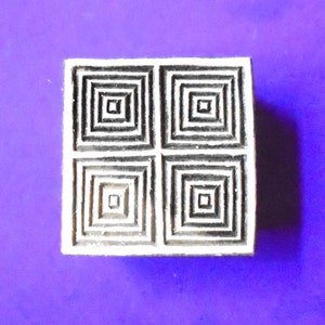 Geometric Square Wood PotteryStamp Hand Carved Fabric Textile Indian Print Block (A68)