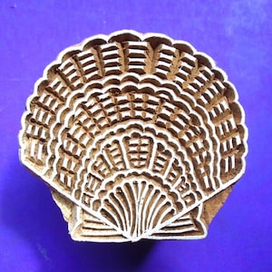 Sea Shell Pottery Wood Stamp Hand Carved Fabric Textile Printing Block