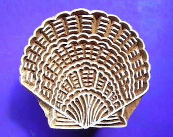 Sea Shell Pottery Wood Stamp Hand Carved Fabric Textile Printing Block
