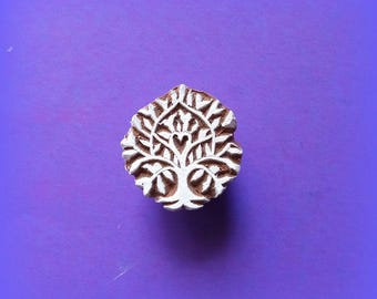 Tree of Life Heart Hand Carved Wood Pottery Textile Clay Fabric Stamp Indian Print Block (L9)