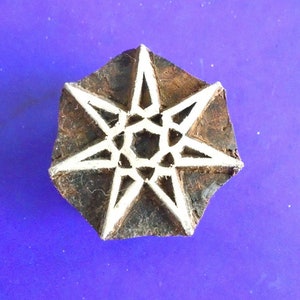 Star Wood henna Pottery Stamp Hand Carved Fabric Textile Indian Printing Block