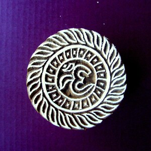 OM Hand Carved Wood Stamp Indian Print Block (S4)