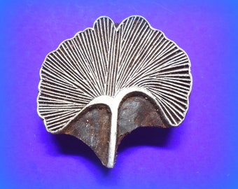 Hand Carved Large Ginkgo Leaf Pottery Clay Textile Batik Fabric Wood Ginko Stamp Indian Print Block