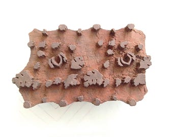 Abstract Floral Leaf Antique Vintage Large Wood Textile Clay Stamp Hand Carved Old Indian Print Block VBX4
