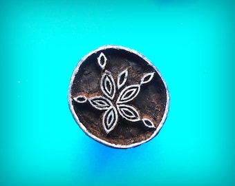 Sand Dollar Sea Urchin Wood Stamp Hand Carved Fabric Textile Indian Print Block