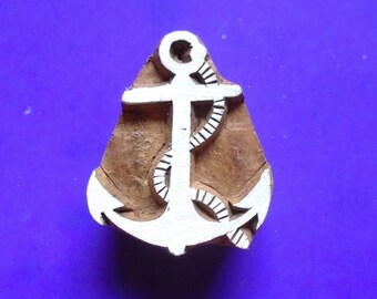 Anchor Hand Carved  Nautical Ocean Wood Stamp Pottery Textile Clay Indian Print Block