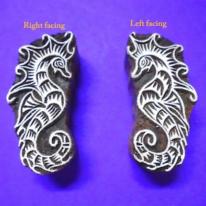 Seahorse Hand Carved Wood Batik Stamp Sea Creature Sea Horse Ocean Textile Pottery Indian Print Block