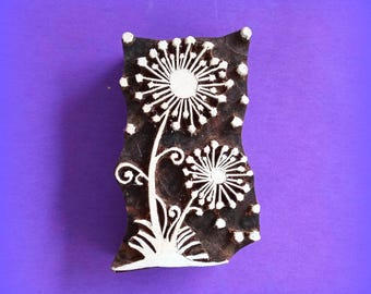 Dandelion Wild Plant Wood Stamp Hand Carved Fabric Textile Printing Block