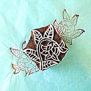 Hand Carved Floral Wood Henna Stamp Fabric Textile Clay Pottery  Indian Print Block