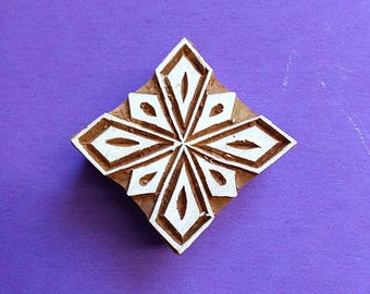 Hand Carved Square Wood Fabric Textile Stamp Indian Print Block (A14)