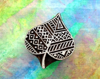 Geometric Leaf Wood Stamp Hand Carved for Pottery Fabric Textile Henna Tribal Design Indian Print Block