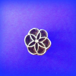 Small Flower of Life Round Sacred Geometry Wood Stamp Hand Carved Fabric Textile  SMBX1