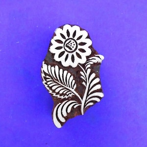 Flower Wood Hand Carved Stamp Indian Fabric Clay Pottery Print Block