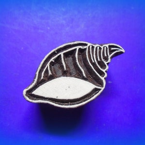 Seashell Wood Stamp Hand Carved Fabric Textile Pottery Clay Indian Print Block