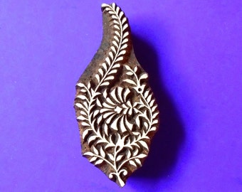 Hand Carved Floral Wood Pottery Textile Fabric Clay Stamp Indian Print Block (FL42)