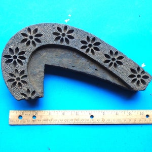 Antique Vintage Large Wood Abstract  Stamp Hand Carved Old Indian Print Block v176