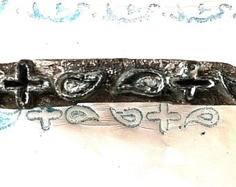 Vintage Floral Paisley Indian Printing Block Antique Skinny Border Wood  Stamp Hand Carved Old  (VBX1)