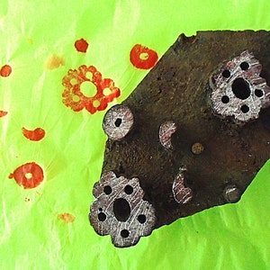 Antique Flower Vintage Wood Textile Clay Border Stamp Hand Carved Old Indian Print Block V60
