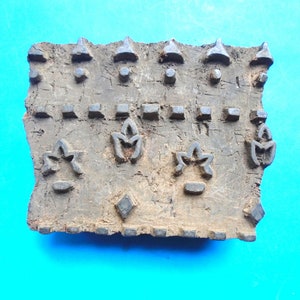 Antique Floral Wood Print Block: Hand Carved Indian Textile Stamp