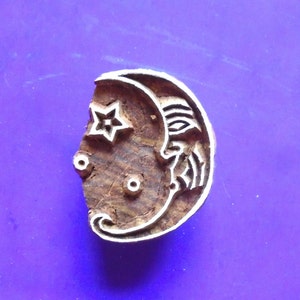 Moon and star  Pottery Textile Wood Stamp Indian Hand Carved Print Block