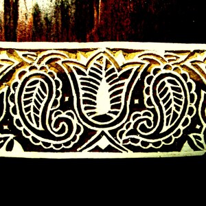 Border Wood Flower Stamp Hand Carved Textile Pottery Indian Print Block ON SALE (B55)