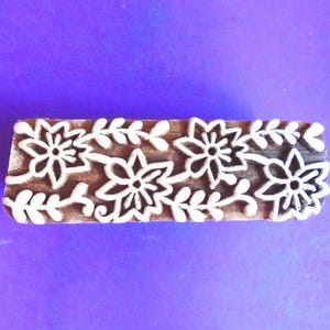 Leaf Vine Floral Flower Hand Carved Wood Pottery fabric Stamp Clay Textile Border Indian Print Block