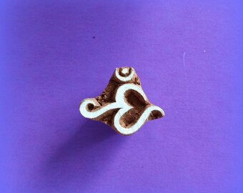 Small OM Hand Carved Wood Pottery Henna Textile Stamp Indian Print Block (SMbx1)