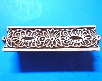 Flower Abstract Border Stamp Wood Hand Carved Textile Fabric Clay Pottery Indian Print Block