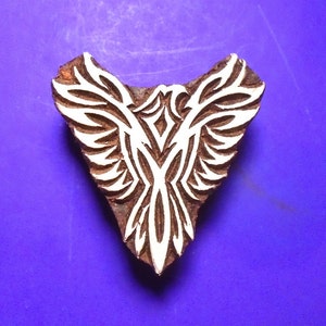 Phoenix Symbol Pottery Textile Clay Fabric Hand Carved Wood Stamp Bird Indian Print Block