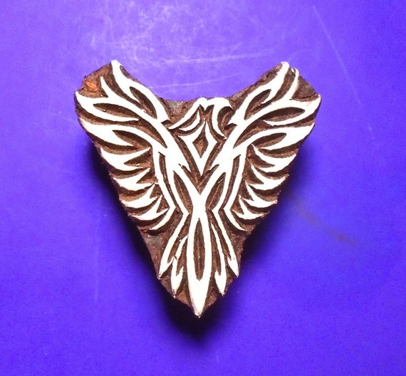 Phoenix Symbol Pottery Textile Clay Fabric Hand Carved Wood