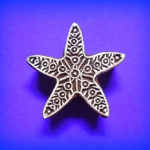 Starfish Wood Stamp Hand Carved Fabric Textile Pottery Clay Indian Print Block
