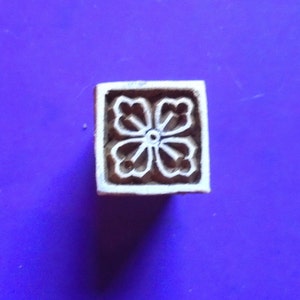 Small Square Leaf Motif Wood Stamp Hand Carved Fabric Textile Indian Print Block (SM48)