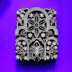 Large 6 Inch Hand Carved Traditional Fabric Textile Wood Stamp Indian Print Block