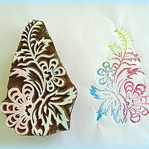 Floral Wood Stamp Hand Carved Pottery Batik Fabric Indian Printing Block