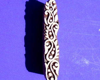 Paisley Floral Border Wood Stamp Hand Carved Indian Print Block (B52)