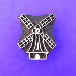 Windmill Hand Carved Indian  Fabric Clay Print Block Pottery Wood Stamp