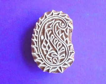 Paisley Clay Textile Pottery Fabric Hand Carved Wood Stamp Indian Printing Block