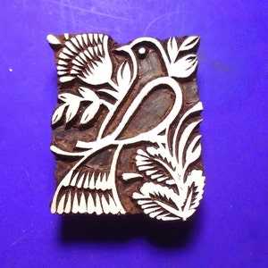 Dove Bird Floral Hand Carved Wood Textile Pottery Stamp  Indian Printing Block