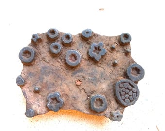 Antique Vintage Large Flower Wood Flower Stamp Hand Carved Old Indian Print Block V5