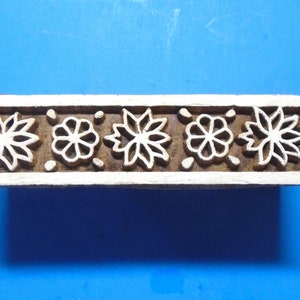 Flower Border Stamp Wood Hand Carved Textile Fabric Clay Pottery Indian Print Block