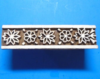 Flower Border Stamp Wood Hand Carved Textile Fabric Clay Pottery Indian Print Block