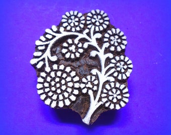 Tree Flower Wood Stamp Hand Carved Pottery Fabric Textile Indian Print Block