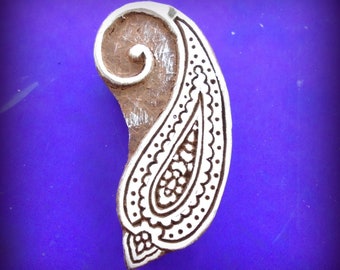 Paisley Wood Stamp Hand Carved Indian Pottery Textile Fabric Printing Block