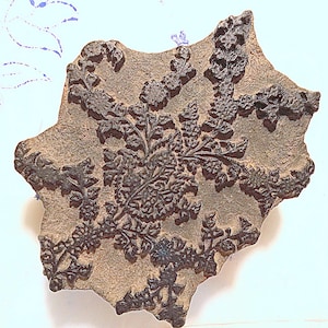 Antique Vintage Large Floral Wood Leaf Stamp Hand Carved Old Indian Print Block VBX1