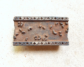 Abstract Floral Leaf Antique Vintage Large Wood Textile Clay Stamp Hand Carved Old Indian Print Block VBX4