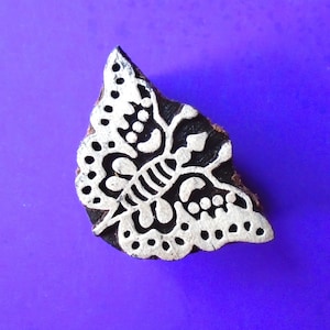 Butterfly Hand Carved Wood Stamp Insect Indian Print Block for Fabric Clay Pottery Textile Henna