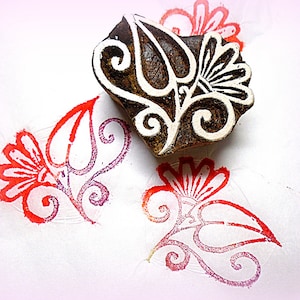 Flower Leaf Hand Carved Wood Pottery Stamp for Clay Textile Fabric Henna Soap  Print Block