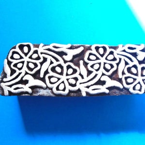 Flower Leaf Vine border Stamp Floral Hand Carved Wood Pottery fabric  Clay Textile Border Indian Print Block