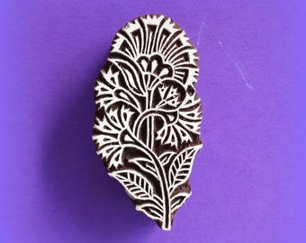 Thistle Flower Wood Stamp Print Block Hand Carved for Pottery Clay Textile Fabric Paper