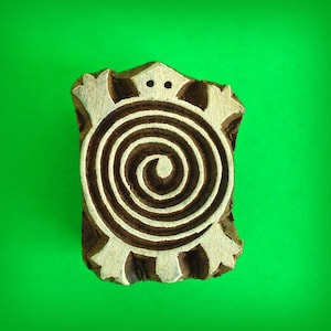 Native American Schildkröte Print Block Spirale handgeschnitzten Holz Stempel indischen Tier Textillehm